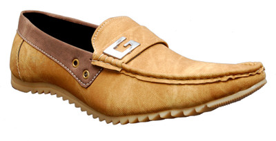 Oora Tan (Chiku) Double Shade Loafers For Men(Tan