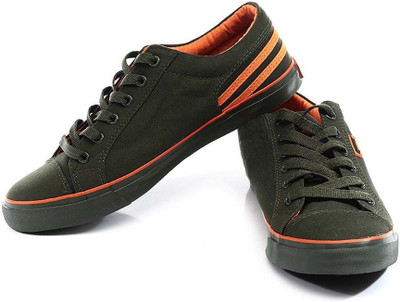 Sparx Trendy Olive Orange Canvas Shoes For Men(Olive, Orange)
