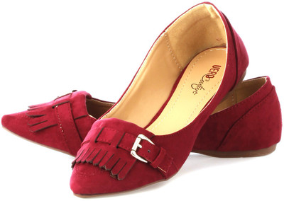 Vero Couture Scarlet Buckle Ballerinas Bellies For Women(Red, Maroon