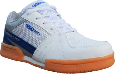 Gowin Ultra Grip Badminton Shoes For Men(White, Blue), 11;white
