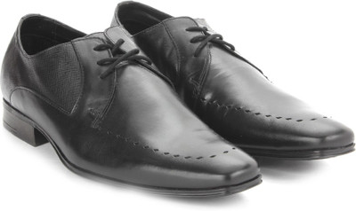 Ruosh Genuine Leather Lace up Shoes For Men(Black
