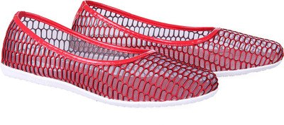 Goyal Red Mesh Bellies For Women(Red