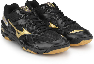 Mizuno Wave Twister 4 Badminton Shoes For Men(Black, Beige), Black::gold::gunmetal