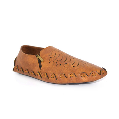 Footcholic Handcrafted Driving Shoes For Men(Tan