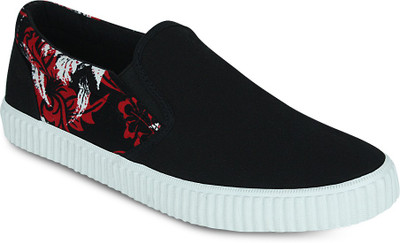 Get Glamr Printed Slip-on Sneakers For Men(Black