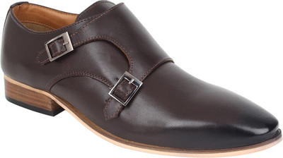 Lujo Monk Strap For Men(Brown, 02;brown
