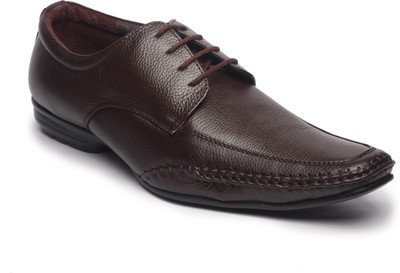 Feather Leather Genuine Brown Lace Up Shoes For Men(Brown)