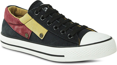 Get Glamr Stylish Lace Ups Canvas Shoes For Men(Black)