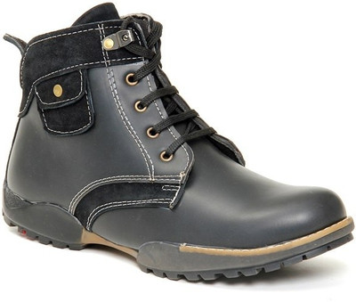Bacca Bucci Black Boots For Men(Black)