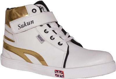 Sukun Supra Sneakers For Men(White, Whitegold