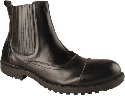 Salt N Pepper Surpunch Black High Ankle Boots For Men(Black