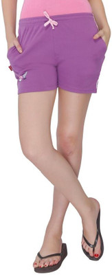 Red Ring Solid Women's Purple Night Shorts