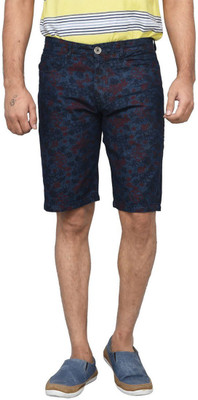 Clickroo Printed Men's Blue Denim Shorts