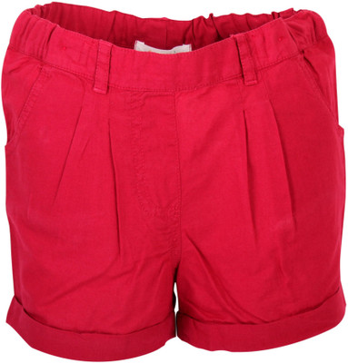 Apricot Kids Short For Girls Solid Polyster(Red