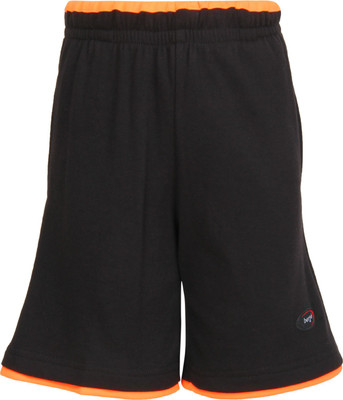 Berge Short For Boys Solid Polyester Cotton Blend(Black, Black orange