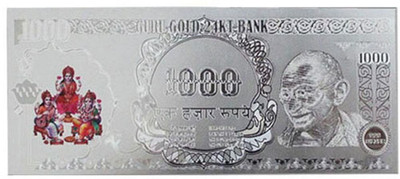 Varanasi Enterprises Lakshmi Ganesh Saraswati Silver Foil Currency Note For Enhancement Of Wealth Gift Decorative Showpiece - 6 cm(Paper, Multicolor)
Varanasi Enterprises Lakshmi Ganesh Saraswati Silver Foil Currency Note For Enhancement Of Wealth Gift Decorative Showpiece - 6 cm(Paper, Multicolor)