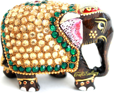Craft International Wooden Elephant Statue With Zircon Work 5 - 3 Inch Decorative Showpiece - 8 cm(Wooden, Brown)
Craft International Wooden Elephant Statue With Zircon Work 5 - 3 Inch Decorative Showpiece - 8 cm(Wooden, Brown)