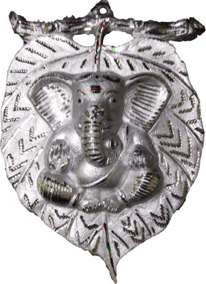 Divine Temples Ganesha Decorative Showpiece - 30 cm(Aluminium, Silver)