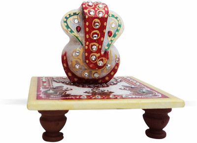 Rangelo Rajasthan Handmade White Marble Ganesh Ji With mouse Art Chowki Decorative Showpiece - 4 cm(Stoneware, Multicolor)
Rangelo Rajasthan Handmade White Marble Ganesh Ji With mouse Art Chowki Decorative Showpiece - 4 cm(Stoneware, Multicolor)