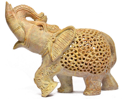 Artist Haat Natural Soapstone Elephant Sculpture Hand Carved Jali Decorative Showpiece - 15 cm(Stoneware, Beige)
Artist Haat Natural Soapstone Elephant Sculpture Hand Carved Jali Decorative Showpiece - 15 cm(Stoneware, Beige)