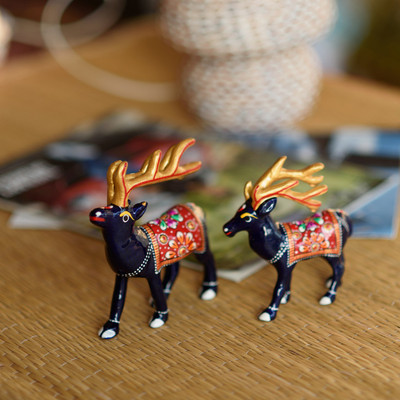 eCraftIndia Set of 2 Meenakari Colorful Reindeer Figurine Decorative Showpiece - 12 cm(Aluminium, Blue, Red, Brown)
eCraftIndia Set of 2 Meenakari Colorful Reindeer Figurine Decorative Showpiece - 12 cm(Aluminium, Blue, Red, Brown)