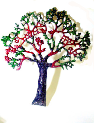 Alishba wall tree Decorative Showpiece - 29 cm(Aluminium, Maroon, Black, Green)