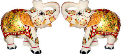 GAC Trend Meenakari Makrana Marble Elephant Pair Decorative Showpiece - 12 cm(Stoneware, Gold, Red)
GAC Trend Meenakari Makrana Marble Elephant Pair Decorative Showpiece - 12 cm(Stoneware, Gold, Red)