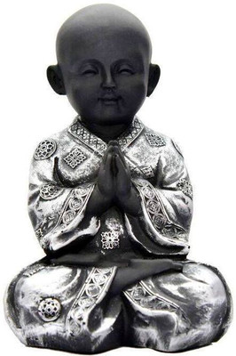 Jisethji Jisethji Silver Monk Decorative Showpiece - 14 cm(Polyresin, Silver)