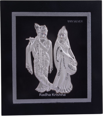 Siri Creations 999 Pure Silver Radha Krishna Acralyic Frame Decorative Showpiece - 15 cm(Silver, Silver)