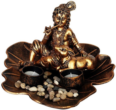 Orchard Bal Krishna Decorative Showpiece - 15 cm(Polyresin, Gold)