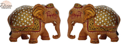 DivineCrafts Set of 2 Kundan Studed Elephant Statue Showpiece Decorative Showpiece - 8 cm(Wooden, Multicolor)
DivineCrafts Set of 2 Kundan Studed Elephant Statue Showpiece Decorative Showpiece - 8 cm(Wooden, Multicolor)