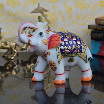 eCraftIndia Marble Painted Jumbo Elephant (Blue) Decorative Showpiece - 13.97 cm(Stoneware, White, Blue)
eCraftIndia Marble Painted Jumbo Elephant (Blue) Decorative Showpiece - 13.97 cm(Stoneware, White, Blue)