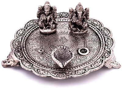UFC Mart White Metal Lord Laxmi Ganesh With Dia Thali Silver Table Diya(Height: 1 inch)
UFC Mart White Metal Lord Laxmi Ganesh With Dia Thali Silver Table Diya(Height: 1 inch)