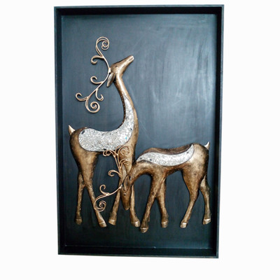 Uniqkrafts Deer Couple 3D Iron Wall Hanging Frame (32X21 Inch) Decorative Showpiece - 81.5 cm(Iron, Wooden, Gold, Black)
Uniqkrafts Deer Couple 3D Iron Wall Hanging Frame (32X21 Inch) Decorative Showpiece - 81.5 cm(Iron, Wooden, Gold, Black)