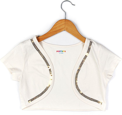 Poppers by Pantaloons Girls Shrug, Off white
