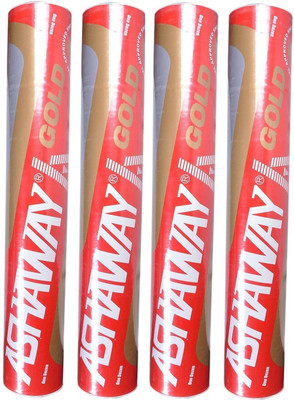 ASHAWAY Gold(4 Dozen pack) Feather Shuttle - White(Medium, 77, Pack of 4)