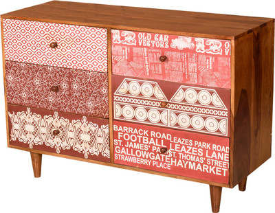 Induscraft Solid Wood Console Table(Finish Color - Pink)