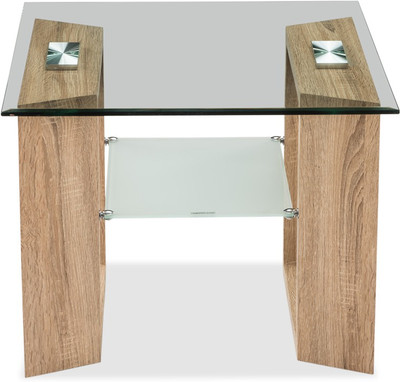 Durian LAWRENCE/ST Glass Side Table(Finish Color - Oak)