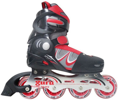 Guru Large In-line Skates - Size 13-2.5 UK(Black, Red), Red;black