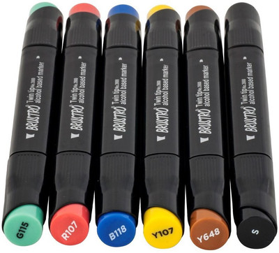 Brustro Twin Tip Alcohol Based A fineliner and A chiseltip Nib Sketch Pens(Set of 6, Basic)
Brustro Twin Tip Alcohol Based A fineliner and A chiseltip Nib Sketch Pens(Set of 6, Basic)