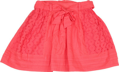 Elle Kids Solid Girls Gathered Orange Skirt, Poppyred