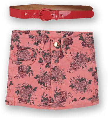 Lilliput Floral Print Girls A-line Pink Skirt, Pink light