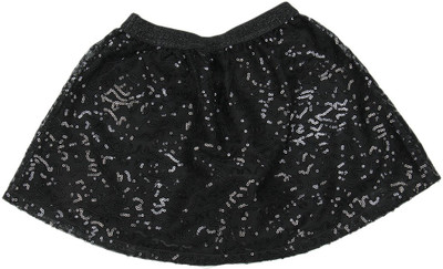 The Children's Place Self Design Girls A-line Black Skirt, 01