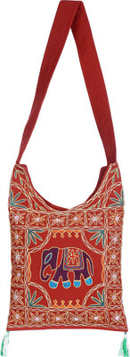 Rajrang Women Casual Maroon Cotton Sling Bag