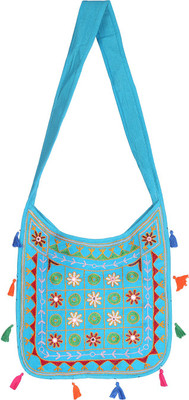 Rajrang Women Casual Blue Cotton Sling Bag