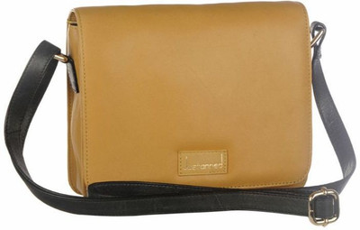 Justanned Women Formal Yellow Genuine Leather Sling Bag
