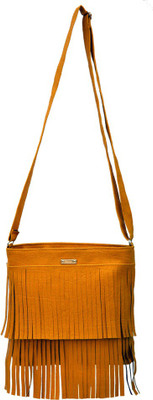 AGINOS Women Casual Yellow PU Sling Bag