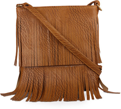 SKMARTS Girls Casual Tan PU Sling Bag