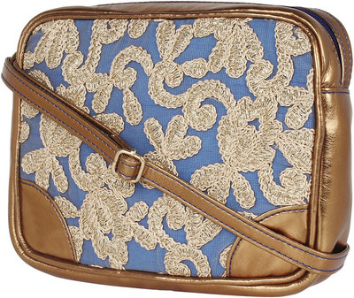 Mastani Women Casual Blue, Gold PU Sling Bag