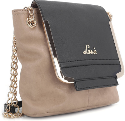 Lavie Women Casual Beige, Black Sling Bag